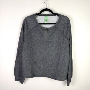 Honeydew Women's Gray Casual Henley Long Sleeves Button Sweatshirt Sz Small NWT